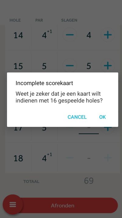 16 holes invoeren app golfnl